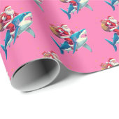 シャーククリスマスピンクに乗るサンタクロース ラッピングペーパー (ロールコーナー)