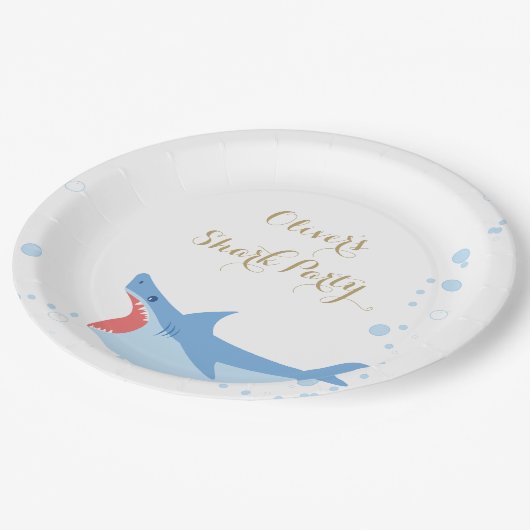 シャークサマーパーティースプラッシュ誕生日バッシュ ペーパープレート (アングル)