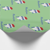 シャークサンタ🦈クリスマスキッズおもしろいすごい海 ラッピングペーパー (角)