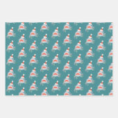 シャークサンタクロースブルークリスマスホリデー ラッピングペーパーシート (正面3)