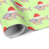 シャークサンタハットキャンディーケーンペパーミントクリスマス ラッピングペーパー (ロールコーナー)
