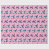 シャークサンタハットクリスマスギフトピンク ラッピングペーパー (フラット)