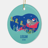 シャークサンタライディングスレッドオーナメント セラミックオーナメント (左)