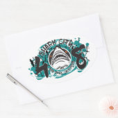 シャークシティベイエリア408ステッカー 楕円形シール (封筒)