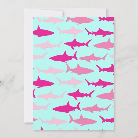 シャークシルエットかわいい子ども1歳の誕生日パーティーピンク 招待状 (裏面)