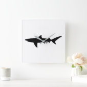 シャークシルエット スクエア壁時計 (ホーム)