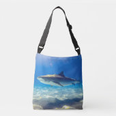 シャークスイミングブルー海水 クロスボディバッグ (正面)