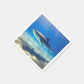 シャークスイミングブルー海水 スタンダードカクテルナプキン (角)