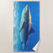 シャークスイミングブルー海水 ビーチタオル (正面)