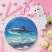 シャークスイミングブルー海水 ペーパープレート (パーティー)