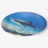 シャークスイミングブルー海水 ペーパープレート (アングル)
