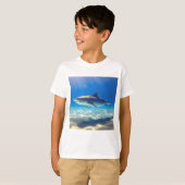 シャークスイミングブルー海水 Tシャツ (正面フル)