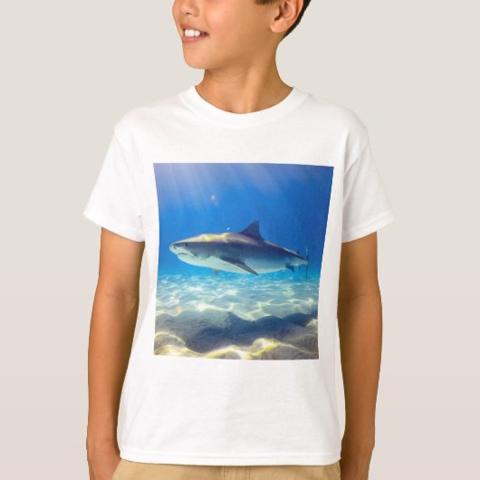 シャークスイミングブルー海水 Tシャツ (正面)
