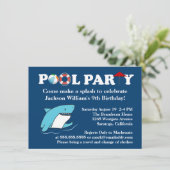 シャークスイミングプールパーティー誕生日招待状 招待状 (スタンド正面)