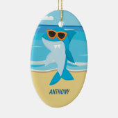 シャークスタンディングオンビーチオーナメント セラミックオーナメント (右)