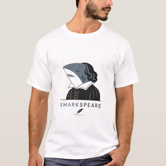 シャークスピア おもしろい シェイクスピア サメ ダジャレ Tシャツ (正面)