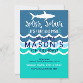 シャークスプラッシュパーティースイム招待状ボーイズ夏 招待状 (正面)