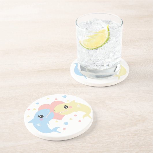 シャークスラブハートおもしろいマンガパステル コースター (側面)