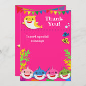 シャークズピンク誕生日サンキュー サンキューカード (正面/裏面)
