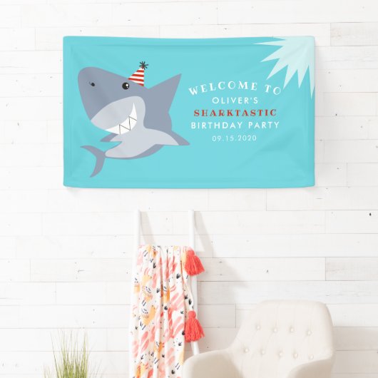 シャークタスティックシャークバースデーパーティーへようこそ 横断幕 (インサイチュ)