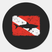 シャークダイブフラッグ動揺してダイバー ラウンドシール (正面)