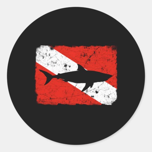 シャークダイブフラッグ動揺してダイバー ラウンドシール (正面)