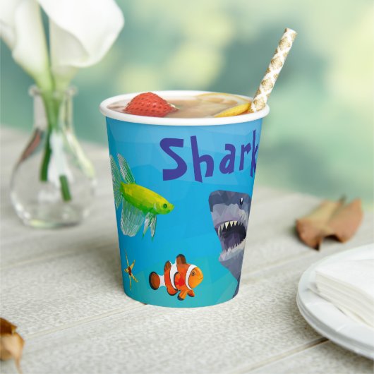 シャークチルドレンパーティー紙カップ 紙コップ (インサイチュ)