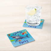 シャークチルドレンパーティー紙コースター スクエアペーパーコースター (インサイチュ)