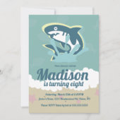 シャークテーマガールズバースデーパーティー招待状 招待状 (正面)