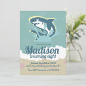 シャークテーマガールズバースデーパーティー招待状 招待状 (スタンド正面)