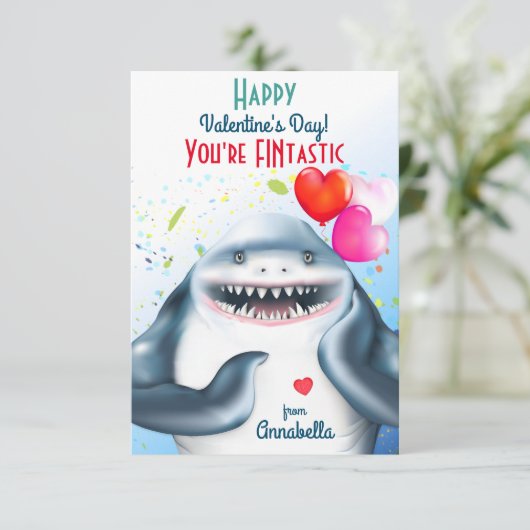 シャークテーマフィナスタティックキッズバレンタイン カード (スタンド正面)