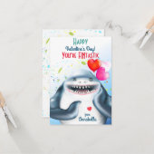 シャークテーマフィナスタティックキッズバレンタイン カード (正面/裏面インサイチュ)