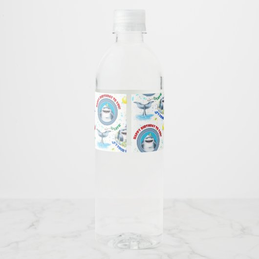 シャークテーマフィンタスティック子供の誕生日 ペットボトルラベル (裏面)