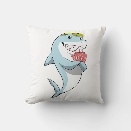 シャークトランプのポーカーでトランプのポーカーカード クッション (正面)