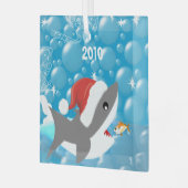 シャークトロピカルスノーバードバケーションデイトキープサケ ガラスオーナメント (正面左)