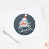 シャークノピーキングクリスマスホリデーライト ラウンドシール (封筒)