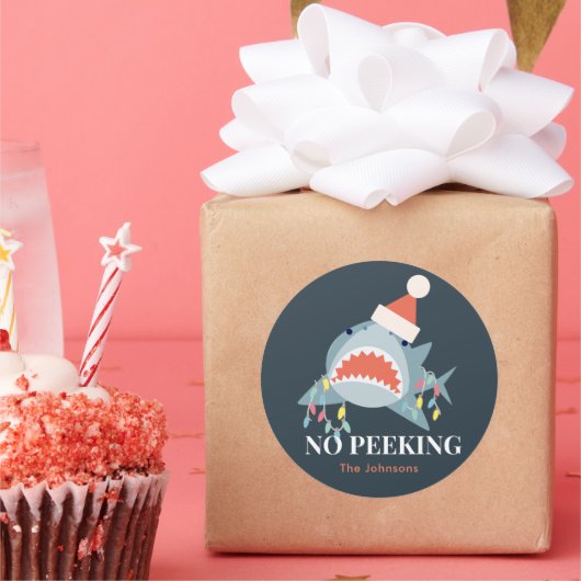 シャークノピーキングクリスマスホリデーライト ラウンドシール (パーティー)