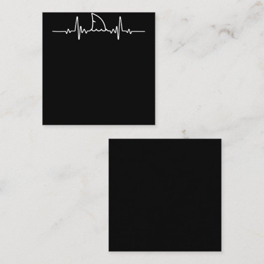 シャークハートビートサメ好きのヒレ海動物 スクエア名刺 (正面/裏面)