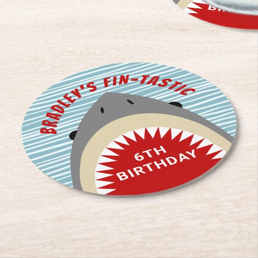 シャークバイトエイジバースデーパーティー ラウンドペーパーコースター (アングル)