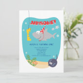 シャークバイトファースト誕生日招待状 招待状 (スタンド正面)