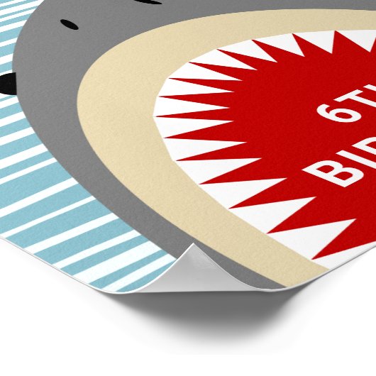 シャークバイト任意の年齢の誕生日パーティー歓迎サイン ポスター (角)