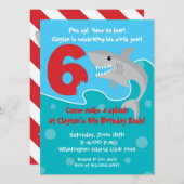 シャークバイト招待状- 6thバースデーパーティー 招待状 (正面/裏面)