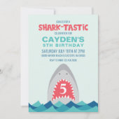 シャークバイトsharktastsic誕生日パーティーの招待 招待状 (正面)