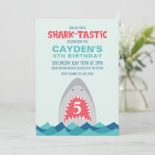 シャークバイトsharktastsic誕生日パーティーの招待 招待状 (スタンド正面)