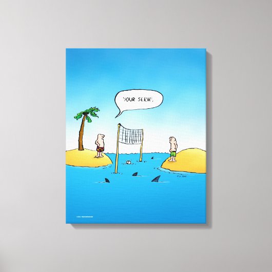 シャークバレーボールおもしろい漫画 キャンバスプリント (正面)