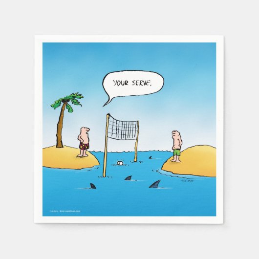 シャークバレーボールおもしろい漫画 スタンダードカクテルナプキン (正面)