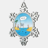 シャークバレーボールおもしろい漫画 スノーフレークピューターオーナメント (右)