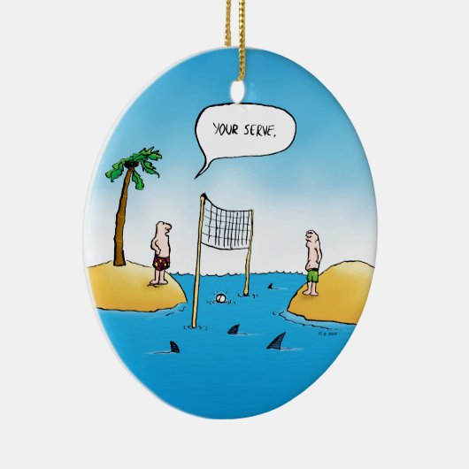 シャークバレーボールおもしろい漫画 セラミックオーナメント (右)