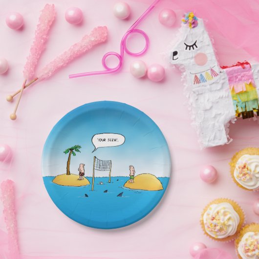 シャークバレーボールおもしろい漫画 ペーパープレート (パーティー)