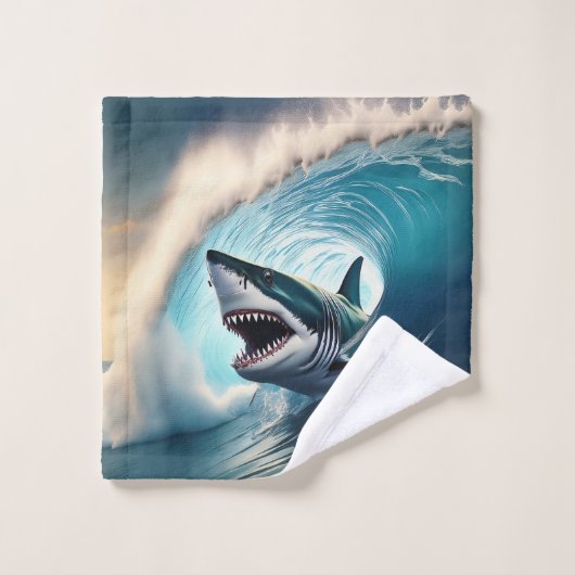 シャークバンプと噛み込み バスタオルセット (ウォッシュタオル)